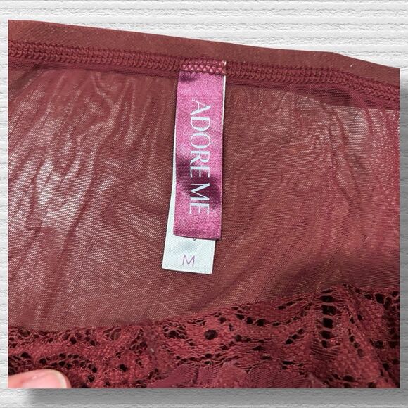 Adore Me Lace Bra & Panty Set Burgundy 34B Bra Medium Bottoms Women’s Lingerie - Picture 2 of 4